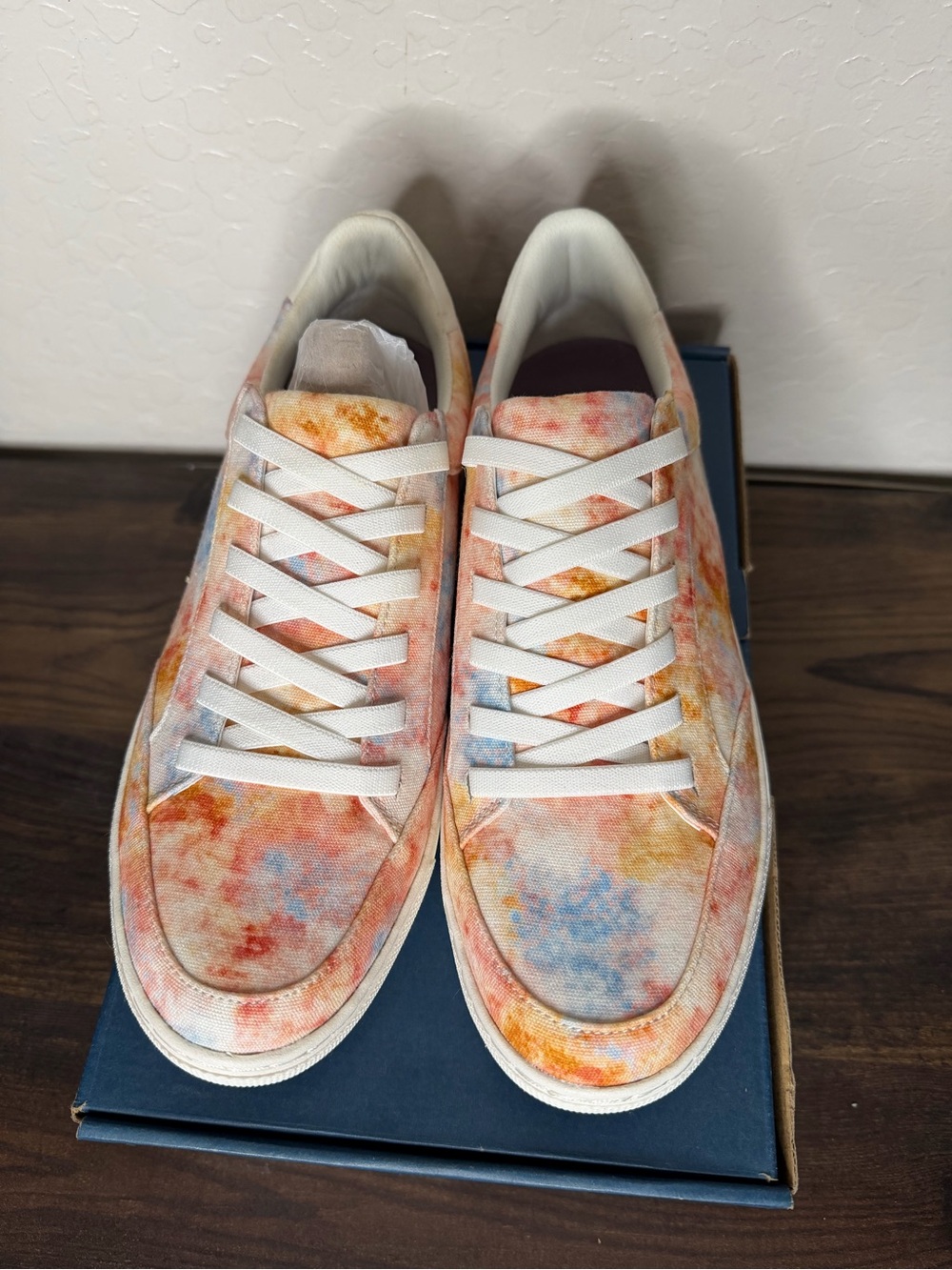 Dr Scholl’s Tie-Dye Canvas Sneakers in Peach, Blue & Yellow